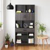 KWPZQEB Bookcase with 2 Doors and 1 Drawer, Tall Bookshelf with Storage, Bookshelves and Bookcases with 8 Open Cubes for Living Room, Bedroom, Office - 2 of 4