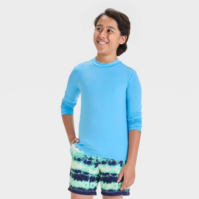 Boys' Long Sleeve Solid Mood Rash Guard Top - Cat & Jack™ Blue S