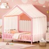 Racxily Montessori Floor Bed with Canopy, Bed Frame for Kids, House Shape Toddler Bed Frame with High Railings, Wood Kids Bed with Roof, Kid Bed - 3 of 4