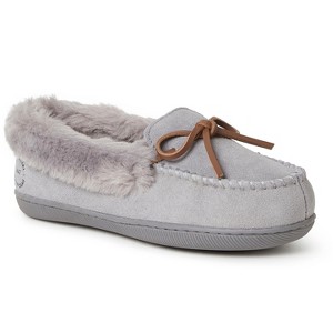 Dearfoams Women's Bethany Genuine Suede Moccasin House Shoe Slipper - 1 of 4