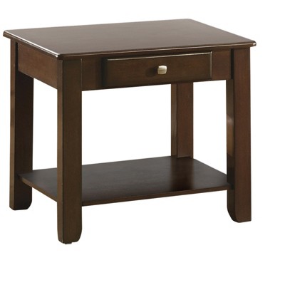 Vynxaria Contemporary Wooden Nightstand/End Table with Drawer & Shelf, Dark Cherry Finish