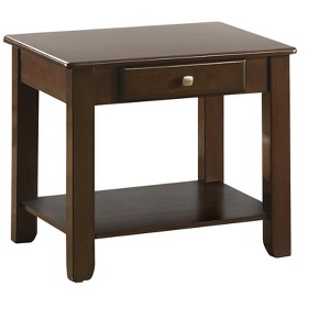 Vynxaria Contemporary Wooden Nightstand/End Table with Drawer & Shelf, Dark Cherry Finish - 1 of 4
