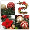 Christmas Garland, Prelit 6FT Battery Operated Xmas Garland with Timer - Red Gold Baubles, Pinecones, Berries, Poinsettia for Indoor Outdoor Decor - 3 of 4