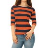 INSPIRE CHIC Women's Stripes Casual Basic Elbow Sleeves Boat Neck Slim Fit T-Shirts - 3 of 4