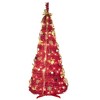 HomeRoots 6' Red Tinsel Pre Lit Pop Up Christmas Tree With Decorations - 4 of 4