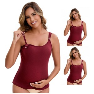INSPIRE CHIC Women's 3 Packs Maternity Thermal Tank Tops with Built-In Bra with Adjustable Straps - 1 of 4