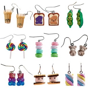 Creative Food-Themed Drop Dangle Earrings Set – Handmade Bubble Tea, Teddy Bears, Desserts, and Candy Designs with Eco-Friendly & Material - 1 of 4