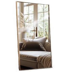 Aoibox Gold Rectangle Oversized Full Length Mirror with Stand, Large Full Body Dressing Standing Floor Mirror, Wall Mounted Mirror for Home Decor - 1 of 4