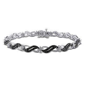 EVERLY JEWELRY | Sterling Silver 1/4 CT TW Black Diamond Bracelet Black Rhodium Plated, 7-inch - 1 of 4