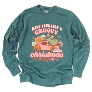 Simply Sage Market Groovy Little Christmas Truck Garment Dyed Long Sleeve - 1 of 4