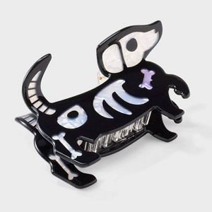 Halloween Skeleton Dog Hair Claw Clip - Black/White - 1 of 3