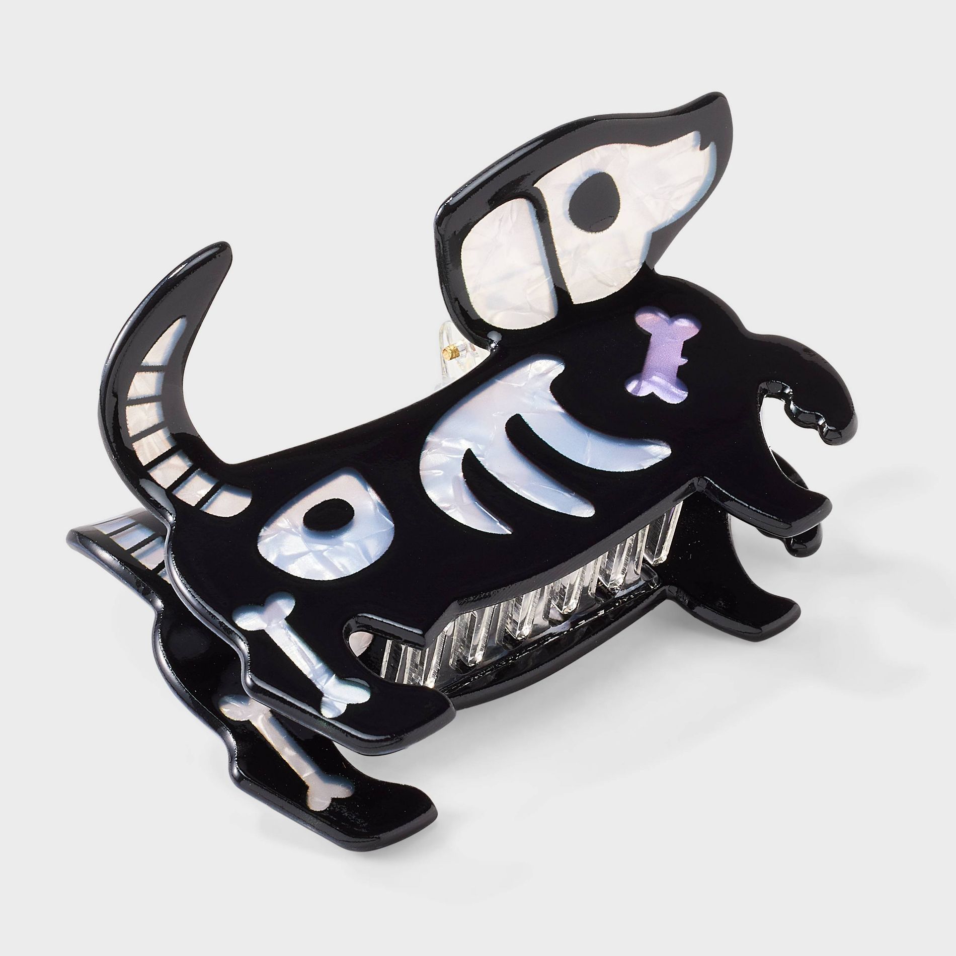 Halloween Skeleton Dog Hair Claw Clip - Black/White