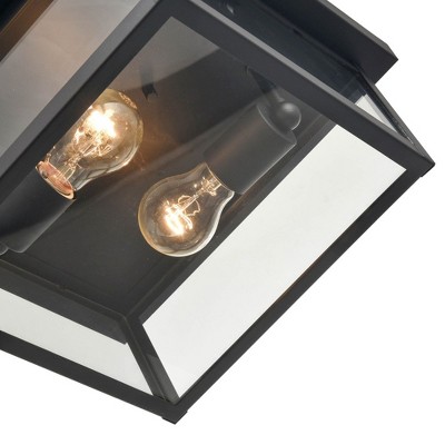 Evanton Bronze and Glass 2-Light Outdoor Flush Mount
