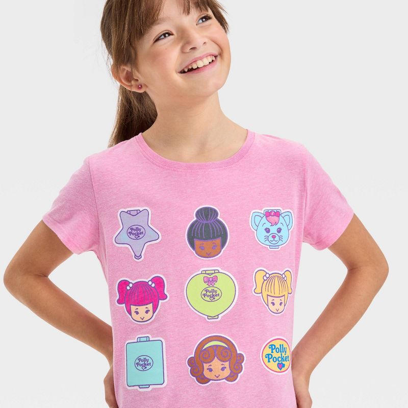 Girls&#39; Polly Pocket Short Sleeve Graphic T-Shirt - Pink, 2 of 4