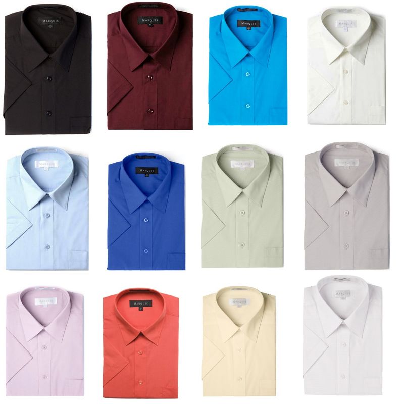Marquis Men's Short Sleeve Regular Fit Dress shirt - S To 4XL, 3 of 4