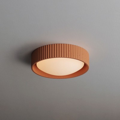 Terra Cotta LED Flush Mount Light with Glass Drum Shade