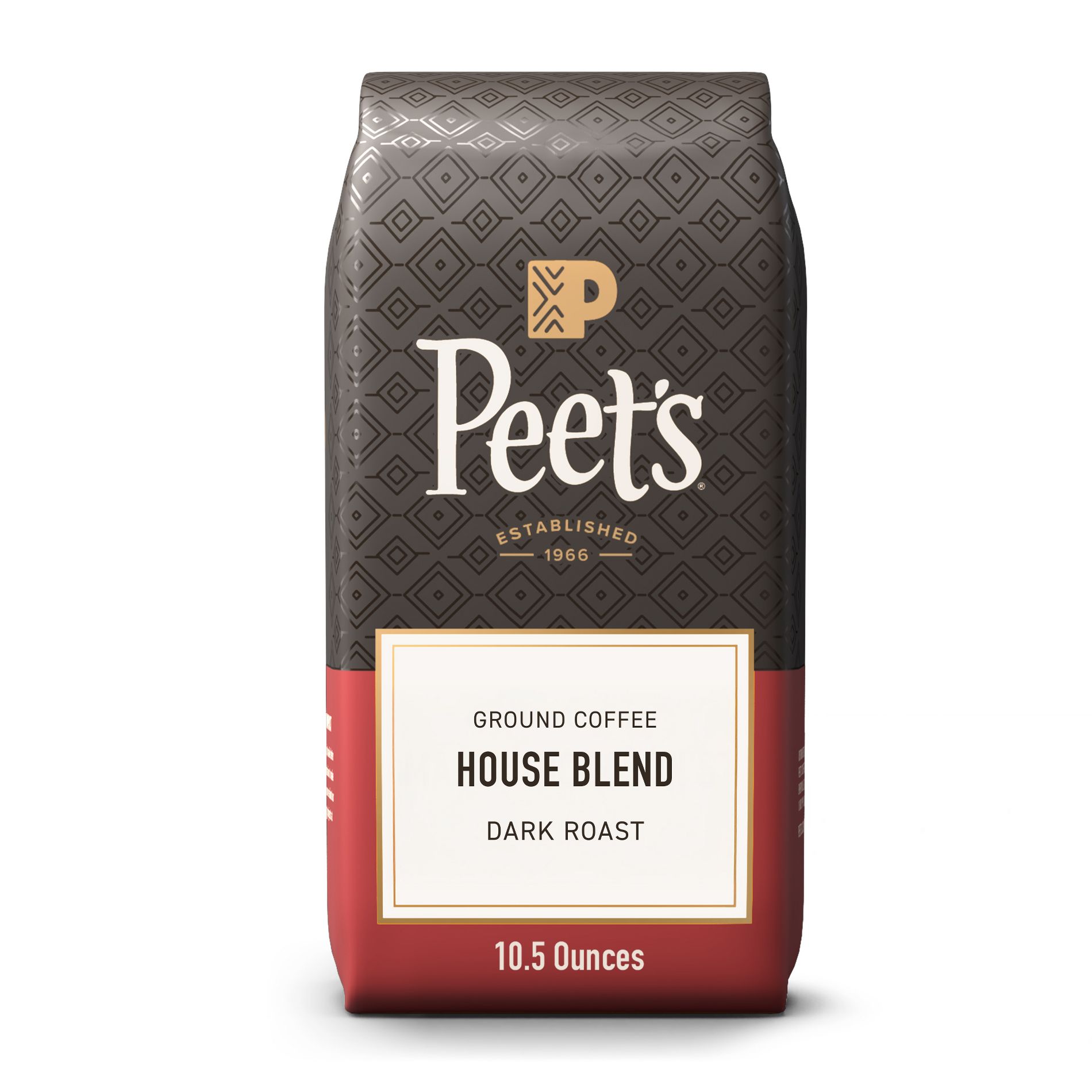 Peet's House Blend Dark Roast Ground Coffee - 10.5oz: Arabica Beans, Citrus, Spice