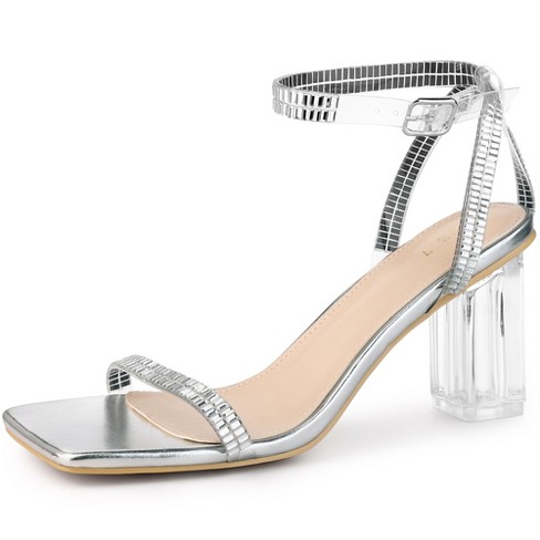 3 strap clear heels best sale