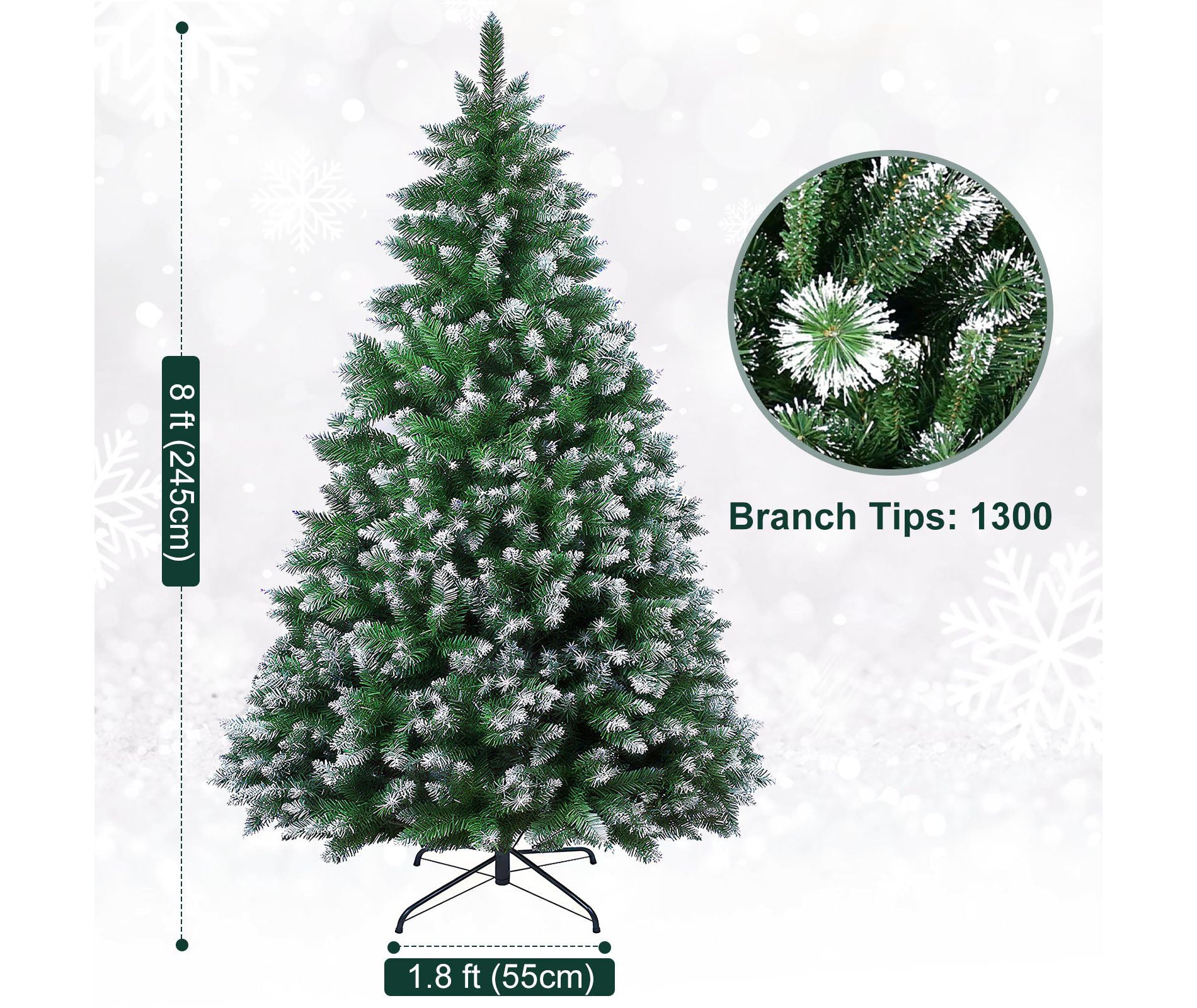 7FT/8FT Spray White Snow Dusted Christmas Tree GREEN 8FT