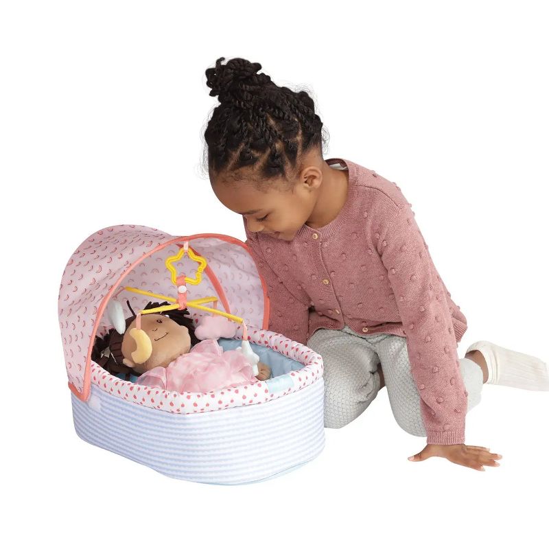 Manhattan Toy Stella Collection Soft Baby Doll Crib with Removable Canopy and Mobile for 12" to 15" Baby Dolls, 3 of 10