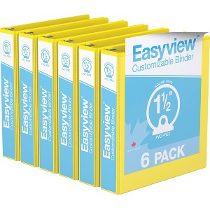 1.5" Premium Round Ring Binder 6pk Customizable View Yellow - Easyview: Hard Cover, 275 Sheet Capacity, 2 Pockets - 1 of 2