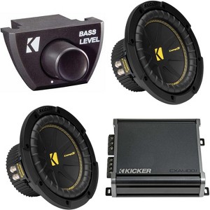 Kicker (2) 50CWCD84 CompC 8" Subwoofer, Dual 4-Ohm with CXA4001 Amp Bundle ( Includes Bass Knob ) - 1 of 4