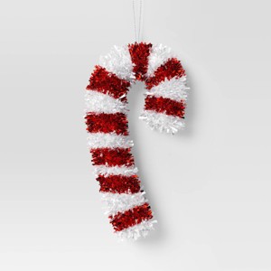 Christmas Red White Tinsel Wrapped Plastic Candy Cane - Wondershop™ - 1 of 3