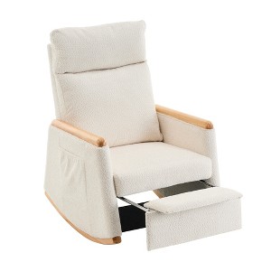Dexmalle Modern Upholstered Rocking Chair Rubber Wood Armchair - 1 of 4
