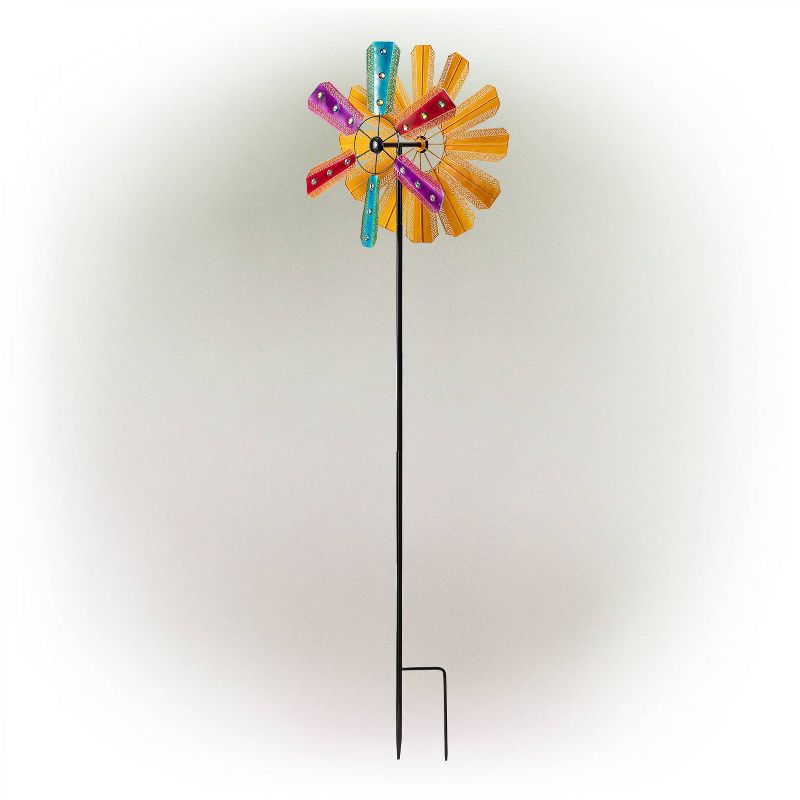 Colorful Bejeweled Metal Windmill Spinner Garden Stake - Alpine Corporation, 4 of 7