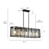 LNC Fiorekaury 5-Lights 42.1-in Modern Oversized Luxury Rectangle Indoor Hanging Kitchen Island Pendant Lights, Matte Black and Textured Glass - 3 of 4
