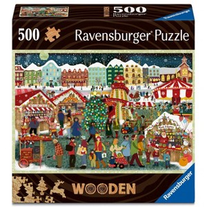 Ravensburger Christmas Market Wooden Jigsaw Puzzle - 500pc - 1 of 4