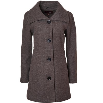 Sportoli Womens Mid-Length Single Breasted Wool Look Dress Coat with  Pockets - Charcoal (X-Large)