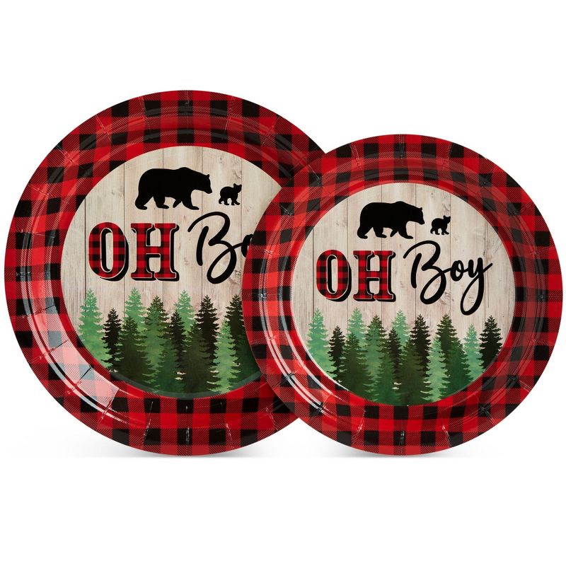 Sparkle and Bash 194-Piece Lumberjack Oh Boy Baby Shower Decorations - Buffalo Plaid Party Supplies, Serves 24, 5 of 10