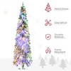 TopComfy Christmas Tree Stand Prelit Pencil Christmas Tree with Snow Flocked Branches and Easy Assembly for Holiday Decor, Green, 26.8"*26.8"*70.8" - 4 of 4