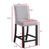 Fabric Upholstered Counter Bar Stool Set Of 4,Rubberwood Legs Dining Chair Kitchen Island,Home Bar Stool With Armless-Cuddlewood - 4 of 4