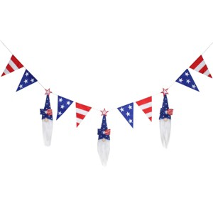 6' Patriotic Flags and Blue Gnomes Garland - 1 of 3