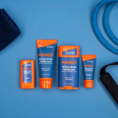 Mando Whole Body Men's Invisible Cream Deodorant Pro-Sport - Trial Size - Aluminum-Free 0.5oz: Non-Toxic, Vegan, Citrus Scent