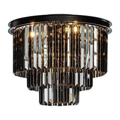 ALOADECOR 6-Lights Modern 3-Tier Round Crystal Flush Mount Ceiling Light with Crystal Accent