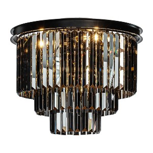 ALOADECOR 6-Lights Modern 3-Tier Round Crystal Flush Mount Ceiling Light with Crystal Accent - 1 of 4