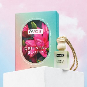 Evair Hanging Car Air Freshener with Essential Oils Fragrance in Glass Bottle with Wooden Diffuser Lid | 10 ml - Pack of 1 (Oriental Bloom) - 1 of 4