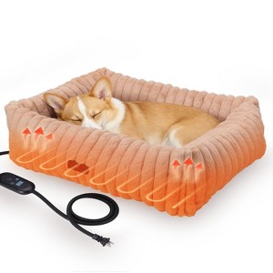 GOTGELIF Heated Cat Bed - 22" Or 28" Soft Plush Cushion Warming Bed with 6 Temperature Levels & Timer - 1 of 4