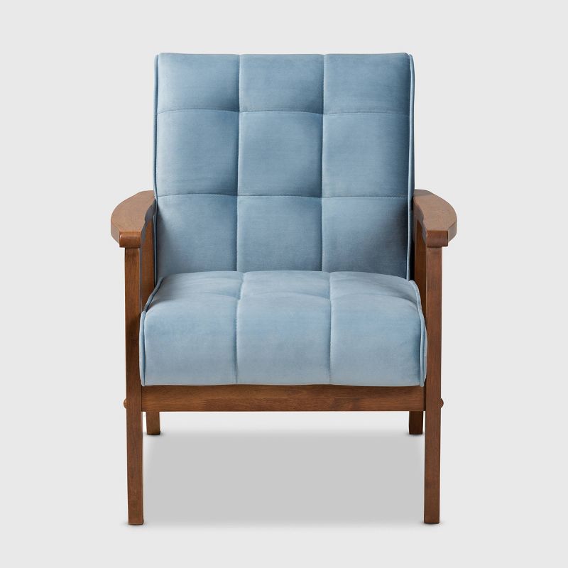 Asta Velvet Upholstered Wood Armchair - Baxton Studio, 3 of 13