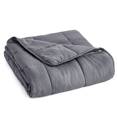 Microfiber 12lbs Weighted Blanket Charcoal - PUR & CALM: Hypoallergenic, Glass Bead Fill, 48x72"