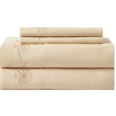 Gold Jacquard Floral King Microfiber Comforter Set
