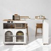 Rolling Kitchen Island with Extendable Table, Fluted Glass Doors, Storage Cabinet and Adjustable Shelves, Kitchen Cabinets - 2 of 4