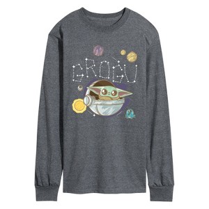 Men's - Star Wars - The Mandalorian Grogu Space- Men's Long Sleeve Graphic T-Shirt Long Sleeve Graphic T-Shirt - 1 of 3
