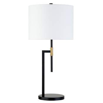 Hampton & Thyme 25" Tall Table Lamp with Fabric Shade Matte Black/Brass