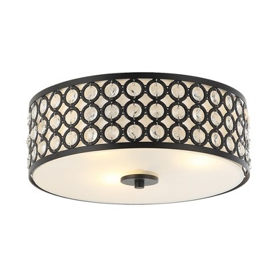 Parrot Uncle 14" Modern Black Flush Mount Ceiling Light Drum Light