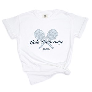 Yale University Tennis Rackets - Women's Garment Dyed Graphic T-Shirt - 1 of 4