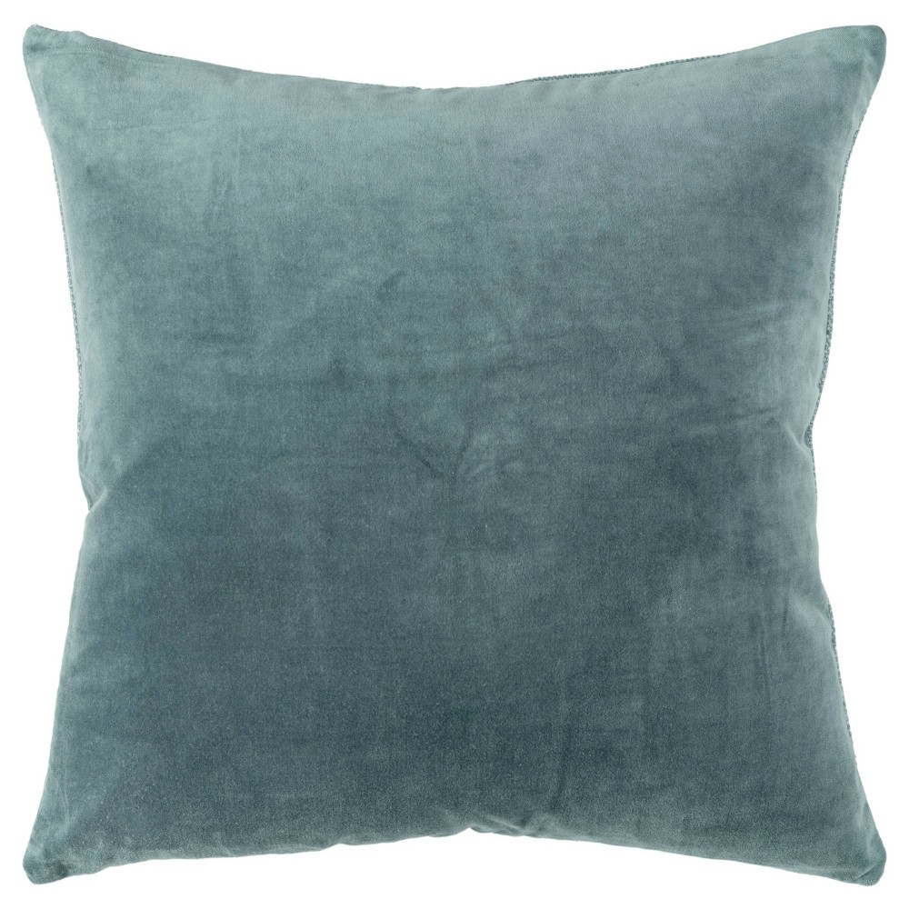 Photos - Pillowcase 22"x22" Oversize Square Throw Pillow Cover Teal - Rizzy Home: Cotton Velve